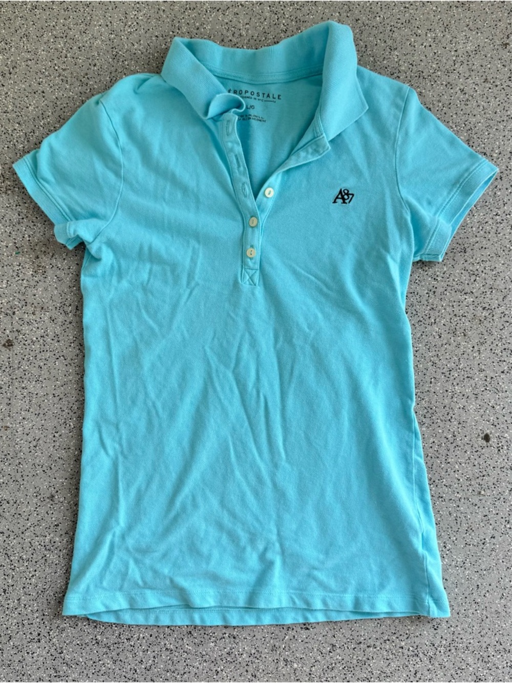 Aeropostale Women's Short Sleeve Polo in Aqua Blue